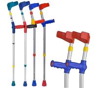 Ossenberg Soft Grip Double Adjustable Kids Crutches - Pair - Blue Handles | Crutches for Children Kids Forearm Lightweight Adjustable Elbow Open Cuff Small Walking Mobility Aid