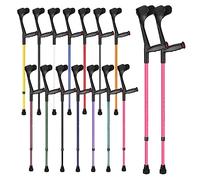 Ossenberg Soft Grip Open Cuff Crutches - Pink - Pair | Height Adjustable Elbow Walking Crutches for Men Women Adults Arthritic Mobility Comfy Handle Forearm Ergonomic Injury Recovery Rehab