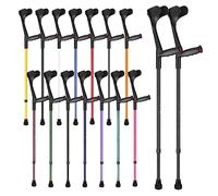 Ossenberg Soft Grip Open Cuff Crutches - Textured Black - Pair | Height Adjustable Elbow Walking Crutches for Men Women Adults Arthritic Mobility Comfy Handle Forearm Ergonomic Injury Recovery Rehab