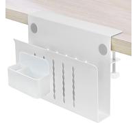 Osseph 2 In 1 Side Desk Storage, 12 x 8 Inch Clamp On Organizer With Anti-Scratch Pad & Magnetic Pen Holder, No Drill Hanging Under Desk Laptop Holder Fits Flat Edge 0.3" to 2.3"