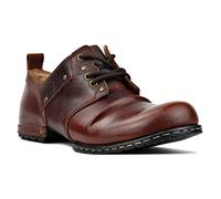OSSTONE Moto Boots for Men Ankle Hiking Walking Fashion Lace-Up Leather Chukka Boots Casual Shoes OS-5008-2-red-brown-12