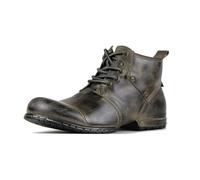 OSSTONE Moto Boots for Men Fashion lace-up Leather Chukka Boots Casual Shoes OS-6015-2，Retro Green,UK11，US12