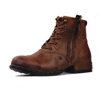 OSSTONE Moto Boots for Men Fashion Zipper-up Leather Chukka Boots Casual Shoes 5008-8, Retro Tan,UK6.5，US7.5