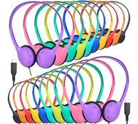 OSSZIT Type C Headphones Bulk for Classroom School Kids 20 Pack,USB C Wired Headphones for School Compatible with Pad Smartphones for Boys Girls Students Travel Mixed Colors