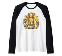 Ostara Blessings Spring Equinox Pagan Floral Goddess Bunny Raglan Baseball Tee