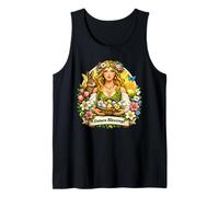 Ostara Blessings Spring Equinox Pagan Floral Goddess Bunny Tank Top