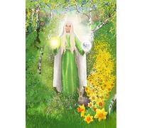 'Ostara' - floral, flower, nature-themed pack of 3 blank A5 greeting cards featuring Pagan Goddess at Sabbat
