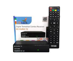 Ostark Euro T2 Terrestrial Receiver TNT TDT2 FTA DVB-T2 DVB-C, H.265 HEVC Full HD PVR, Dual USB/LNB for Two TVs, Scart and HDMI Coaxial