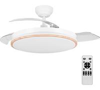 OstarkDom Ceiling Fan with Retractable LED Light, 106 cm, 72 W, 3 Blades, Silent DC Motor, 6 Speeds, 3 Light Temperatures, Control, Timer, Summer and Winter