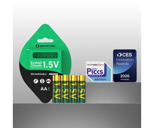 Ostation Ecolast 1.5V 2100mAh AA Smart Rechargeable Lithium-ion Batteries (4 Pack)