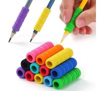 OSteed 50 Pcs Soft Foam Pencil Grips for Handwriting, 10 Colours Comfort Pencil Cushion Grips with 8 Grooves, Non-slip Pencil Holder Grippers for Adults Relieving Fatigue