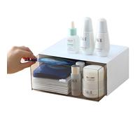 OSteed Desk Tidy Organiser with 1 Drawer, Plastic Bathroom Storage, White | Desk Top Drawer Unit, Single Drawer, Storage Boxes with Lids, Cupboard Organiser, Really Useful, Remote-Control Holder, Paint