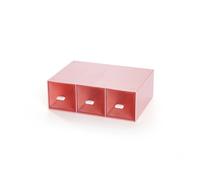 OSteed Desktop Drawers, Desk Organizer with 3 Drawers, Stackable Plastic Storage Box for Home Collection, Cosmetics, Office Supplies (1 Tall Layer, Pink)