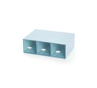 OSteed Desktop Drawers, Desk Organizer with 3 Drawers, Stackable Plastic Storage Box for Home Collection, Cosmetics, Office Supplies (1 Tall Layer, Blue)