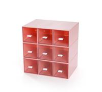 OSteed Desktop Drawers, Desk Organizer with 9 Drawers, Stackable Plastic Storage Box for Home Collection, Cosmetics, Office Supplies (3 Tall Layers, Pink)