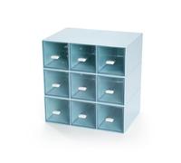 OSteed Desktop Drawers, Desk Organizer with 9 Drawers, Stackable Plastic Storage Box for Home Collection, Cosmetics, Office Supplies (3 Tall Layers, Blue)