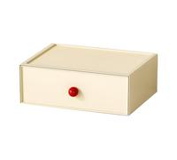 OSteed Desktop Storage Drawers, Plastic Desk Organizer with 1 Large Drawer, Modular Stackable Toolbox Units for Office Stationary, Makeup Container, Bathroom Countertop (1 Tall Layer, Cream)
