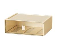 OSteed Desktop Storage Drawers, Plastic Desk Organizer with 1 Large Drawer, Modular Stackable Toolbox Units for Office Stationary, Makeup Container, Bathroom Countertop (1 Tall Layer, Cream & Clear)