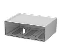OSteed Desktop Storage Drawers, Plastic Desk Organizer with 1 Large Drawer, Modular Stackable Toolbox Units for Office Stationary, Makeup Container, Bathroom Countertop (1 Tall Layer, White & Clear)