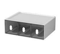 OSteed Desktop Storage Drawers, Plastic Desk Organizer with 3 Drawers, Modular Stackable Toolbox Units for Office Stationary, Makeup Container, Bathroom Countertop (1 Tall Layer, White & Clear)