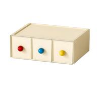 OSteed Desktop Storage Drawers, Plastic Desk Organizer with 3 Drawers, Modular Stackable Toolbox Units for Office Stationary, Makeup Container, Bathroom Countertop (1 Tall Layer, Cream)