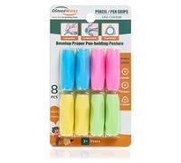 OSteed Ergonomic Pencil Grips Silicone 8 Pcs for Adults, Gel Pen Grips with 3 Concaves for Handwriting, 1 Pack 4 Colours