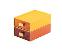 OSteed Spacious Desk Drawers, Stackable Desktop Organizer, Plastic Storage Box for Office, School & Home Supplies (2 Middle Drawers, OG & YE)