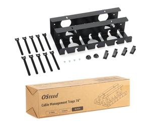 OSteed Under Desk Cable Tray - 2 Pack Black Cable Management Organiser, Under Table Wire Box for Standing & Office Desk Tidy