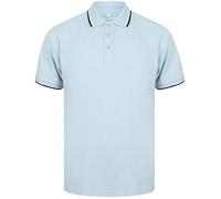 Osten Basic Cotton Pique Polo Shirt with Tipping in Chambray Blue - South Shore-M