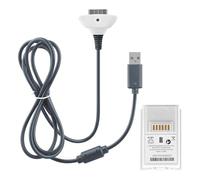 OSTENT 2 in 1 Charging Cable + Rechargeable Battery Pack for Microsoft Xbox 360 Wireless Controller - Color White