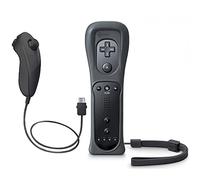 OSTENT 2 in 1 Remote Controller Built in Motion Plus + Nunchuk for Nintendo Wii Game - Black