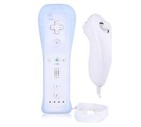 OSTENT 2 in 1 Remote Controller Built in Motion Plus + Nunchuk for Nintendo Wii Game - White