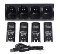 OSTENT Charger Dock Station + 4 Battery Packs for Nintendo Wii Remote Controller Color Black