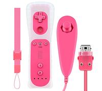 OSTENT Motion Sensor Remote Controller + Wired Nunchuck Combo Compatible for Nintendo Wii Console Color Pink