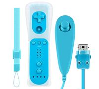 OSTENT Motion Sensor Remote Controller + Wired Nunchuck Combo Compatible for Nintendo Wii Console Color Blue