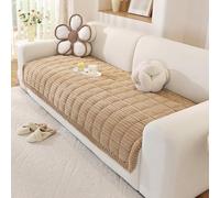 OstepDecor Sofa Covers 3 Seater, Corner Sofa Cover L Shape, Pet-Friendly Couch Cover Furniture Protectors for Dogs, Thick Soft Corduroy Sofa Pads Fuzzy Couch Cushions for Pets, Kids (Khaki, 90x180cm)