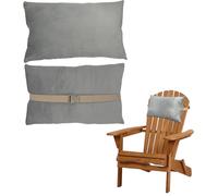 Ostlttyn Headrest Cushion Pillow for Sunlounger, 40x25x8cm Large Recliner Head Pillow with Adjustable Straps for Garden Bench Lounge Chair, Grey