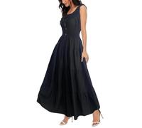 OSTOO Women’s Sleeveless Summer Flowy Printed Boho Maxi Long Dress Dresses for Wedding Guest, Black 1, L