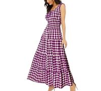 OSTOO Women's 2026 Summer Boho Floral Print Tiered Casual Flowy Long Maxi Dress, Grape Polka Dot, M