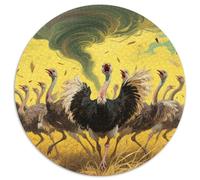 Ostrich 1000 Piece Wildlife Round Jigsaw Puzzles What Happens Next Beautiful Decoration for Adults And Kids 1000pcs (67.5x67.5cm)