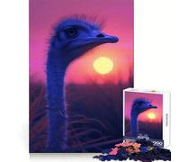 Ostrich Aesthetic Sunset Hard Jigsaw Puzzle for Adults 1000 Pieces Solid Logic Toy Simple Fun Precision Cut (50x75cm)
