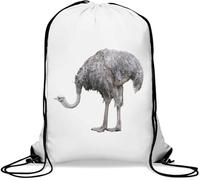 Ostrich Big Funny Bird Bowing Gym Sack Casual Drawstring Bag White