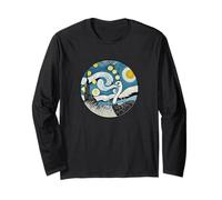 Ostrich Farm Farming Farmer - Van Gogh Starry Night Style Long Sleeve T-Shirt