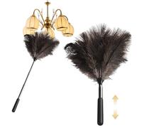 Ostrich Feather Duster, 115cm Extendable Feather Duster Long Handle Dust Removal Tool for High Ceilings Lights Cupboards Home Car Office