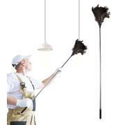 Ostrich Feather Duster,42-115cm Extendable Dusters for Cleaning with Stainless Steel Handle,Long Duster for High Ceilings,Lamps, Cabinets, Furniture,Doorways,Lights