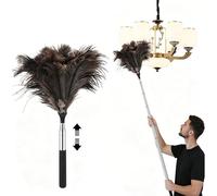 Ostrich Feather Duster Extendable 43-115cm, Telescopic Feather Duster | Soft Natural Feather Dust Cleaner for High Ceilings, Lights, Blinds, Cobwebs, Furniture & Car Cleaning