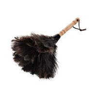 Ostrich Feather Duster Fluffy Feather Duster Anti-Static Duster Wooden Handle with Hanging Rope Small Hand Duster for Cleaning Wall, Plant, Desk & Blind