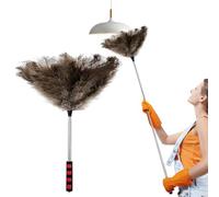 Ostrich Feather Duster Long Handle Natural Fluffy Ostrich Feather Duster Extendable Thick Soft Dust Removal Tool for Cleaning Ceiling Fan Blinds Furniture (100cm)