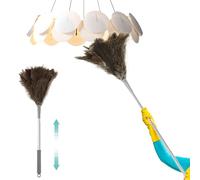 Ostrich Feather Dusters Extendable Lightweight Long Handled Ceiling Fans Feather Duster with Anti Slip Handle Long Duster for High Ceilings Chandelier Glass Furniture Electronics(1.3M)