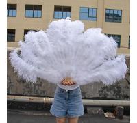 Ostrich Feather Fans Bars Plumes Folding Fan for Party Festival Opera Holding Props Decor Accessory 07 Wine red 2 PCS